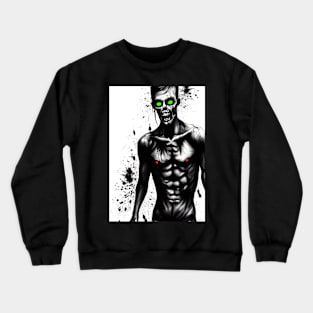 GREEN EYED CREEPY HALLOWEEN ZOMBIE Crewneck Sweatshirt